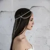 Hair Clips Women's Exquisite And Elegant Long Tassel Rhinestone Bridal Chain Wedding Headdress Crystal Forehead Accessories