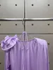 Koszule damskie 2023 Letnie ubrania Kobiety seksowna v szyja fioletowa moda luźna koszula z kwiatem