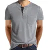 Camisas masculinas 2023 verão botão de manga curta em torno do pescoço cor sólida casual algodão roupas masculinas roupas de negócios