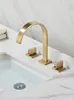 Kitchen Faucets Wash Basin Faucet Bathroom Double Handle And Cold Adjustable Square Brushed Gold