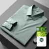 Herrklänningskjortor skjorta lång ärm ingen ficka ren färg social svart vit blå gröna toppar