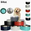 Ciotole per cani Bicchieri in acciaio inossidabile da 32 once 64 once Ciotola per cibo per animali a doppia parete Grande capacità 64 once Forniture per animali domestici Tazze FY5258 bb1201