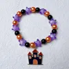 Bracelet de perles de citrouille d'halloween, ensemble de bijoux élastiques Orange fantôme pour femmes et filles