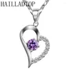 Pendant Necklaces Forever Love Crystal Heart Superposition Romantic Purple Clear Cubic Zirconia Necklace For Valentine's Day Gift