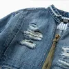 Men's Jackets 2023ss GL Hole Denim Plaid Patchwork Casual Jacket Warm Windbreaker Y2k Streetwear Techwear Coat Clothing Clothes