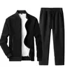 Herren-Trainingsanzüge, mit Fleece gefüttert, dicker Polar-Fleece-Anzug, lässig, Sport, übergroße Baseball-Uniform, zweiteiliges Set, einfarbig, Büro-Männer-Sets, Outfits 230906