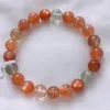 Bracelet à Quartz en pierre de soleil Orange Arusha naturelle, brin naturel, perles rondes claires de 9.1mm, pour femmes