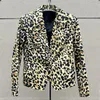 Damskie garnitury Blazers 2023 Autumn Korean Fashion Slim Fit Kurtka Pure Cotton Lopard Print Short Płaszcz Y2K Długie rękaw