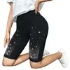 Vrouwen leggings zomer diamant korte mode sportshorts vrouwen sexy glanzende legging panty strass slanke broek streetwear