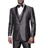 Ternos masculinos brilhantes cetim cinza padrinhos homem casamento jantar festa smoking traje preto xale lapela ternos masculinos (jaqueta calças gravata colete)