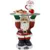 1PC Christmas Decorations Santa Claus Tray Biscuit Candy Snack Gift Display Resin Sculpture Glass Top Table Home Craft Decoration Christmas G0907