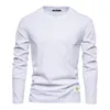 T-shirts pour hommes Printemps Hommes Chemise Mode O-cou À Manches Longues En Coton Hommes T-shirts De Haute Qualité Mâle Hauts Classique Homme T-shirt Vêtements