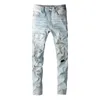 Men s Jeans Mens Light Indigo Ripped Streetwear Fashion Skinny Damaged Holes With Slim Fit Stretch Distressed Destroyed 230906