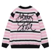 Herrtröjor harajuku -stjärna avtagbar ärm tröja män Autumn Streetwear Hip Hop Sticked Fluffy Fuzzy Stripe Jumper Pullover Casual