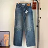 Lowe jeans nya broderade pälskant bred benbyxor hög midja smala mångsidiga byxor tvättbara jeans 185 loewve jeans