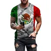 Herr t-skjortor 2023 t-shirt mexico flagga tryck sommar rund nacke cool överdimensionera streetwear kläder tshirt män