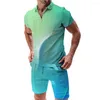 Męskie dresy męskie letni sport sportowy kolor gradientowy koszulka polo spodenki
