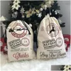 Decorações de Natal Saco de Papai Noel Personalizado Saco de Presente de Natal Canvas Kids Presente Atacado Rra38 Drop Delivery Home Garden Parte Festiva Dhumh