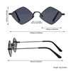 Gafas de sol Moda Pequeña Película de protección UV Metal Sombras para hombres Gafas de sol para mujer Forma de diamante