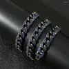 Łańcuchy ciemnoniebieski łańcuch kubański 16-24 "12 mm sześcienny Naszyjnik cyrkonowy dla mężczyzn prezenty moda moda hop