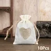 Confezione regalo Borsa in cotone e lino stampato creativo con rilegatura per la bocca, gioielli, pasta fritta, cordoncino, piccola iuta