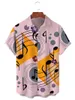 Herrklänningskjortor Hawaiian skjorta för män/kvinnor Summer Mens Music Note Print Y2K Streetwear T-shirt Kort ärm överdimensionerad