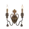 Wall Lamp American Country Wood Candlestick Lamps Bedroom Aisle Balcony Retro Sconces Lights Living Room Mediterranean Lighting