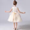 Girl Dresses Champagne Flower For Wedding Ruffles Tulle Birthday Party Tiered Princess Ball Gowns 2023 Junior Bridesmaid Dress