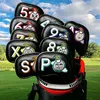 Andere golfproducten Golfclub hoofddeksel IJzers Cover Clubs IJzerset Beschermhoes 10 stks/set Waterdicht Roest Pu Leer Borduren Golf Headcover 230907