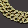 Necklace Supply Hot Sale Jewelry Crystal Gold Plated Chain With Cuban Necklace Shinny Link Factory Rhinestone Gwttj