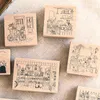 Adhesive Stickers Stamp Scrapbooking Diary Decoration Daily Life 9 Types Vintage Rubber Wooden Stamps 230907