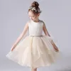Girl Dresses Champagne Flower For Wedding Ruffles Tulle Birthday Party Tiered Princess Ball Gowns 2023 Junior Bridesmaid Dress