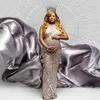 Maternity Photography Props Dress Off Shoulders Stretchy Lace Plus Size Sexy Shiny Goddess Senior Pregnant Photoshoot Dresses