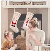 Dekoracje świąteczne Burlap Haft Socks 46x18cm Diving Gift Bag Candy Bag Santa Snowman Design Xmas Dekoracyjne pończochy GGE1703 DROP D DHFKM