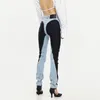 Jeans pour femmes Design pantalon ajusté épissure personnalisée automne taille haute industrie lourde mince lavable femmes