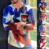 Magliette da uomo da allenamento camicia patriottica a maniche lunghe con bandiera USA, top maglione sportivo per il giorno dell'indipendenza, 4 luglio