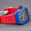 Automatisk klocka Richaremill Automatiska klockor Luxury Mechanical Wristwatch Swiss RM030 Blue Ceramic Side Red Paris Limited Dial 427 50 Mm With Insurance Card Yi9zi