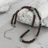 Gargantilha colar africano masculino moda pedra frisada jóias tendência surfista presente praia de madeira