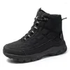 Botas plataforma homens neve impermeável antiderrapante homens sapatos de inverno pelúcia quente preto tornozelo tamanho 40 - 45