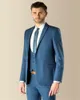 Herenkostuums op maat gemaakt blauw knappe bruidegom prom blazer broek 3 stuks (jas broek vest stropdas) nieuwste ontwerp bruiloft etentje draagt