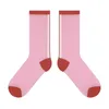 Chaussettes pour femmes, 1 paire, Tube central, filles, automne, respirantes, Ultra fines, antidérapantes, mode, bloc de couleurs, maille Skarpetki Damskie