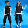 Byxor pojkar lastbyxor hiphop multi pocket jogger svart streetwear mode tröjor tonåring harem casual 3 16y 230906