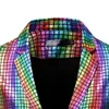 Mens Arcobaleno Plaid Paillettes Glitter Frac Cappotto di Scena Cantante Costume Homme Matrimonio Sposo Prom Smoking Abiti Da Uomo Giacca Pantaloni Uomo301q