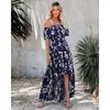 Casual Dresses 2023 Elegant And Fashionable Summer European American Women's Sexy Short Sleeve Off Shoulder Floral Princess Dress P