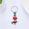 Anahtarlıklar Tek Parça Çok Sevimli Dachshund Keychain Ben Köpek Kız Çanta Kolye Anahtar Yüzme Şık Arkadaş İçin Bir Tatil Hediyesi Seviyorum