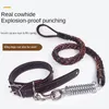 Dog Collars Leashes Leather Leash and Collar Set Soft Strong Braided Comfortable Training for Walking 230906