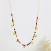 Choker INS Trendy Multicolor Glass Natural Beads Round Golden Charms Strand Necklace For Women Girls Watproof Beaded Jewelry