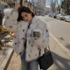 Futra kobiet sztuczne futro Winter Nowy lis futra imitacja płaszcza młoda krótka edycja Han Leopard Print Fashion Fur Coat Casual Jacket x0907