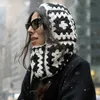 Beanie/Skull Caps Ins trä virkning balaclava kvinnor vinter varma stickade mössor fyrkantiga hoodie hatt nackskydd skidmask full ansiktsskydd mask x0907