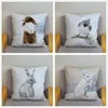 Pillow Watercolor Winter Animal Print Cover 45 Covers Super Soft Short Plush Pillows Cases Sofa Home Decor Pillowcase